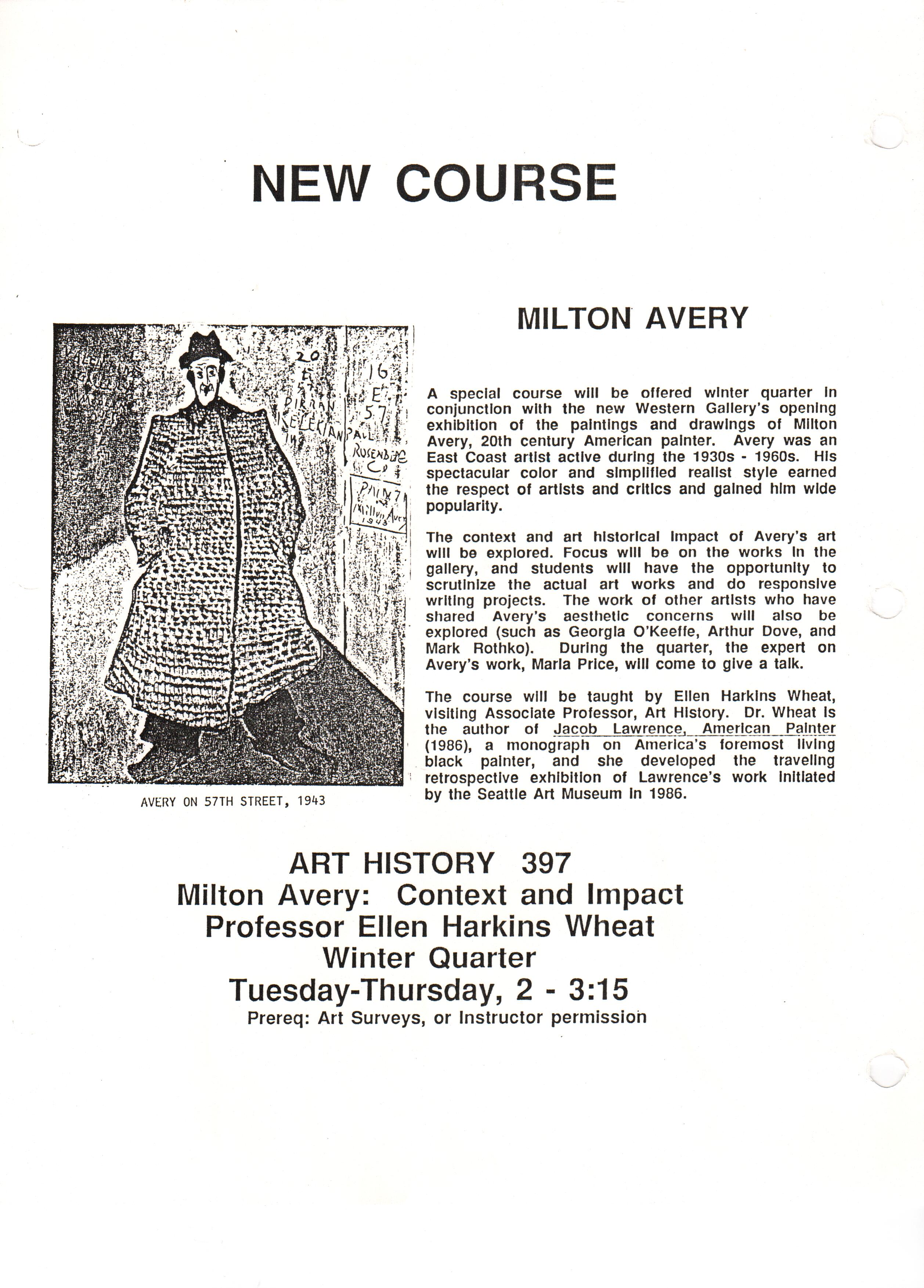New Course Milton Avery Flyer download or print and full transcript below