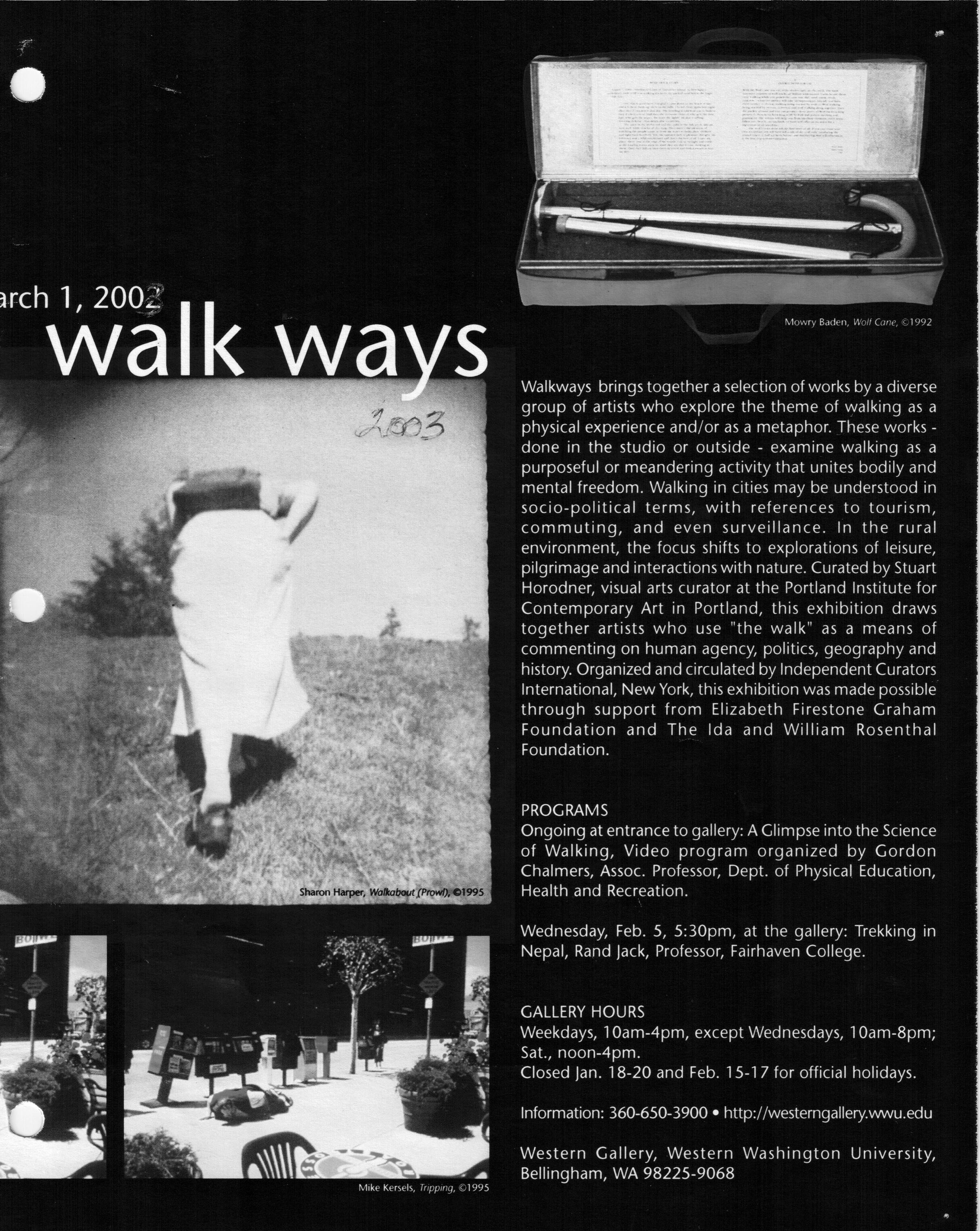 Pieces from Walk Ways surrounding a description of the exhibition. 