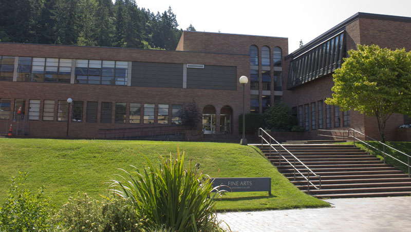a two story mid-century brick building housing the Departments of Art and Design at Western Washington University