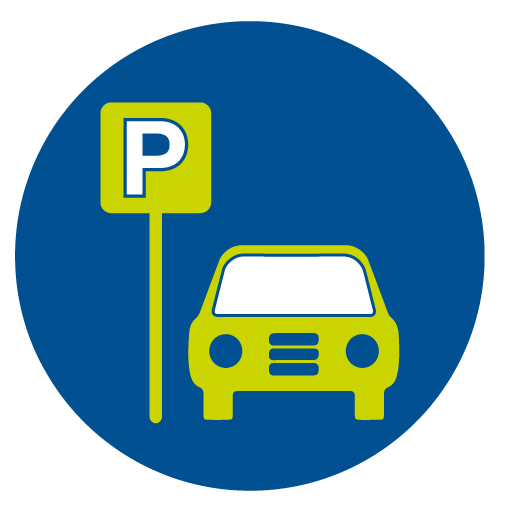 Illustration of a car next to a parking sign