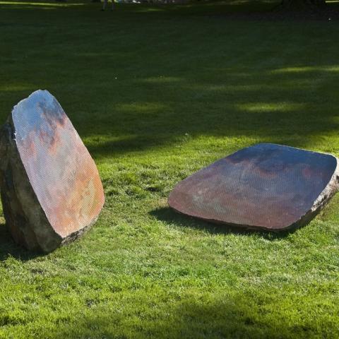Sarah Sze&#039;s sculpture Split Stone. Full description in body text.