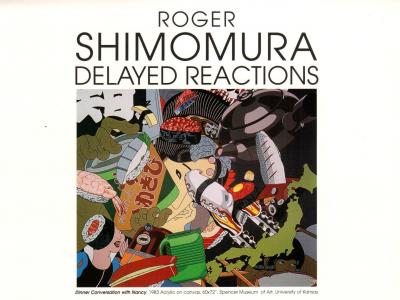 Roger Shimura's exhibition announcement is a riotous and energetic illustration of overlapping objects