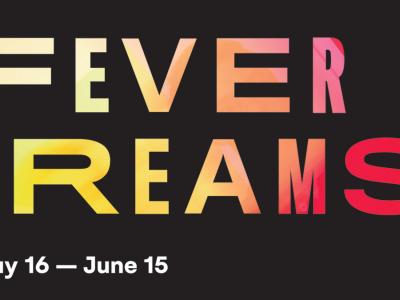 black background with hot looking letters in red and orange spelling "fever dreams"