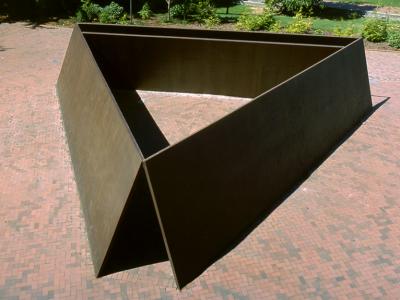 Richard Serra's sculpture Wright's Triangle aerial view. Full description in body text.