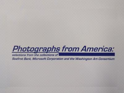 catalog cover of exhibition "Photographs from America" has blue typeface in a style that looked modern in the late 1990s