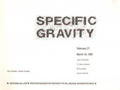 placard for exhibition "specific gravity"
